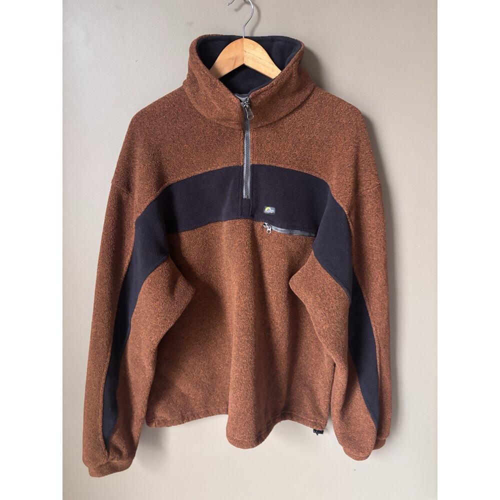 Vintage Lowe Alpine 1/4 Zip Fleece Mens XL Thick Brown Black